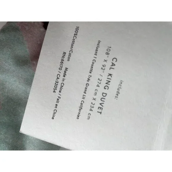 NEW Anthropologie LELIE California King Duvet Cover Floral Watercolor Muted - Picture 9 of 9